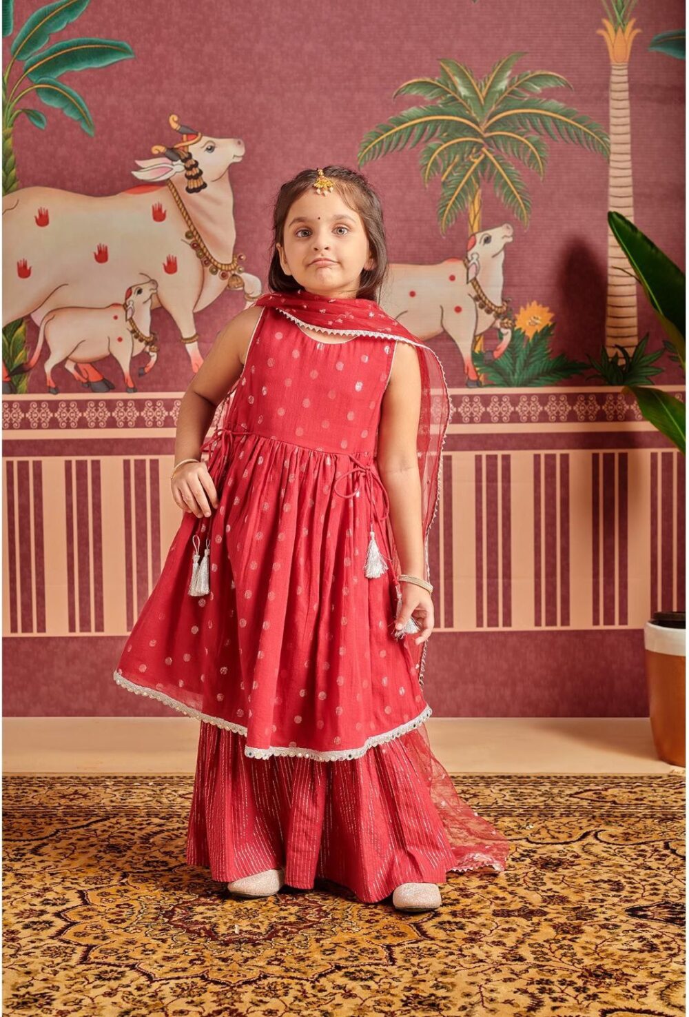 Maroon Kurti Sharara set with Dupatta