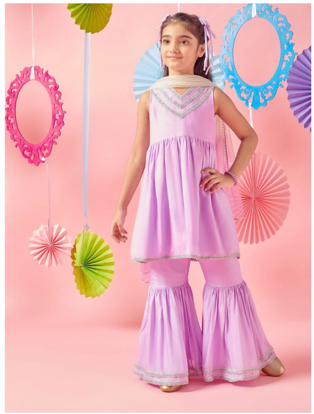 Lavender Kurti Sharara set