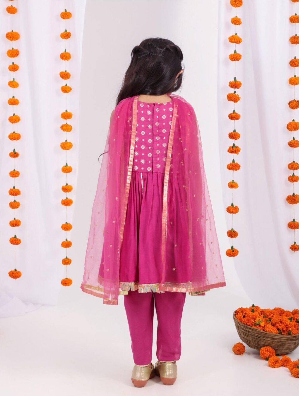 Mauve kurta with Dhoti and Dupatta - Image 4