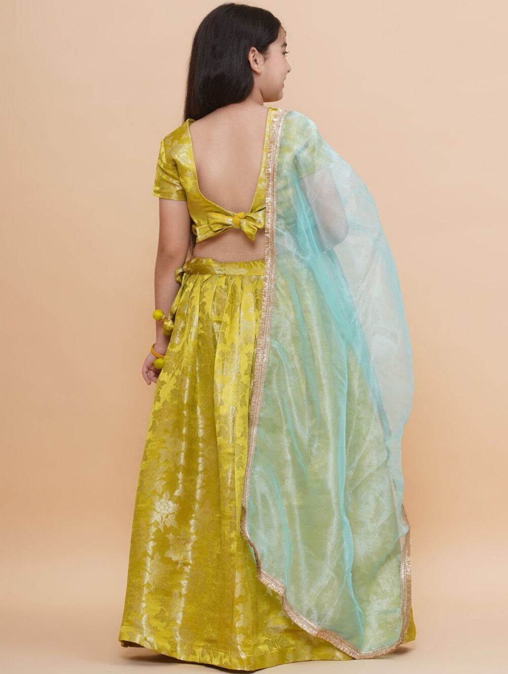 Green Silk Lehenga Choli set - Image 3