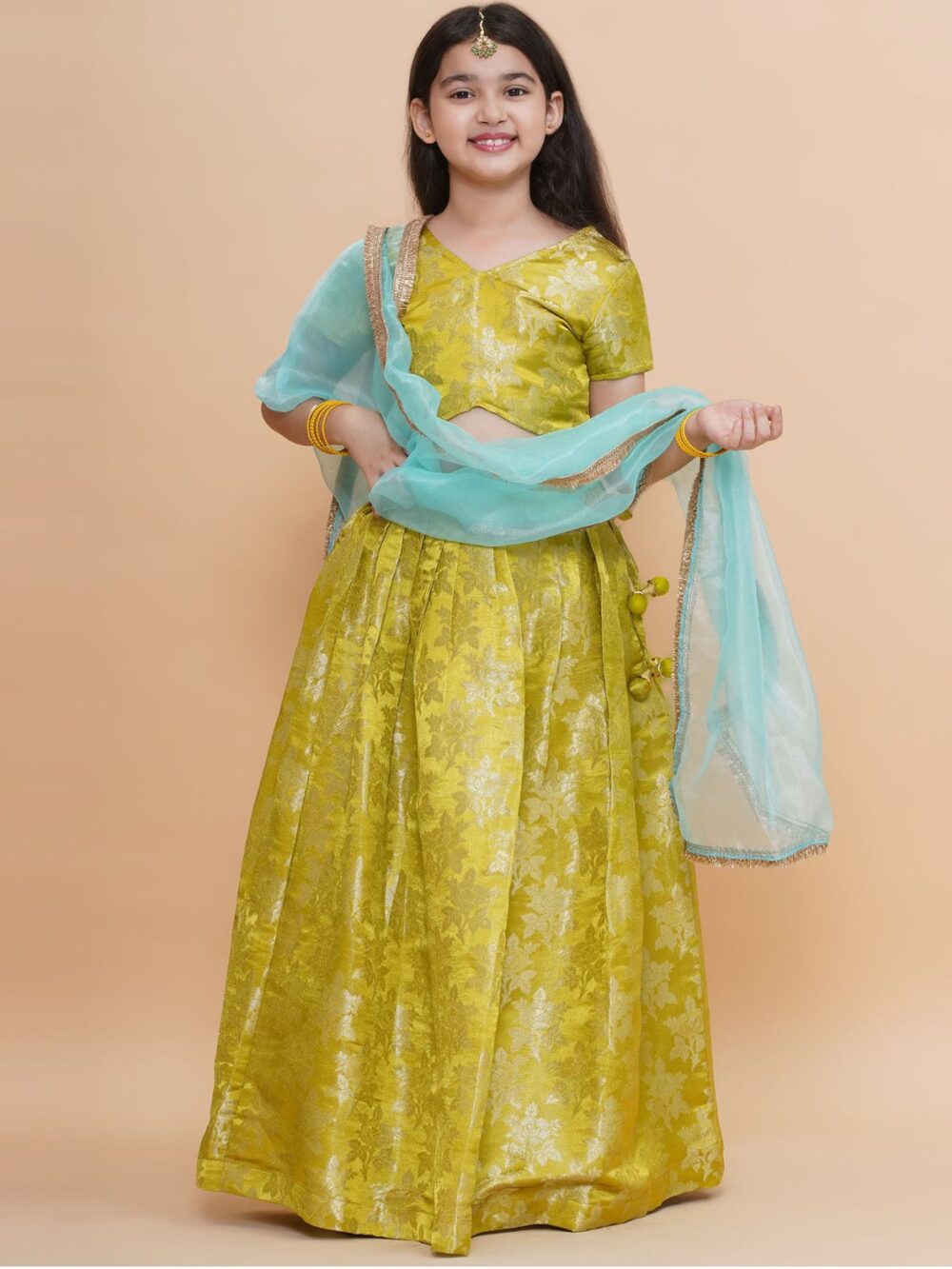 Green Silk Lehenga Choli set - Image 2