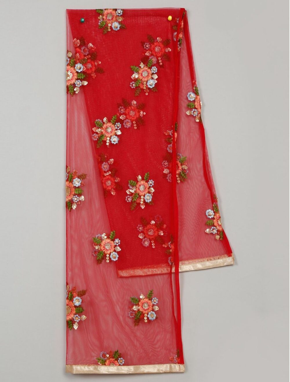 Red floral embroidered Lehenga Choli with dupatta set - Image 5