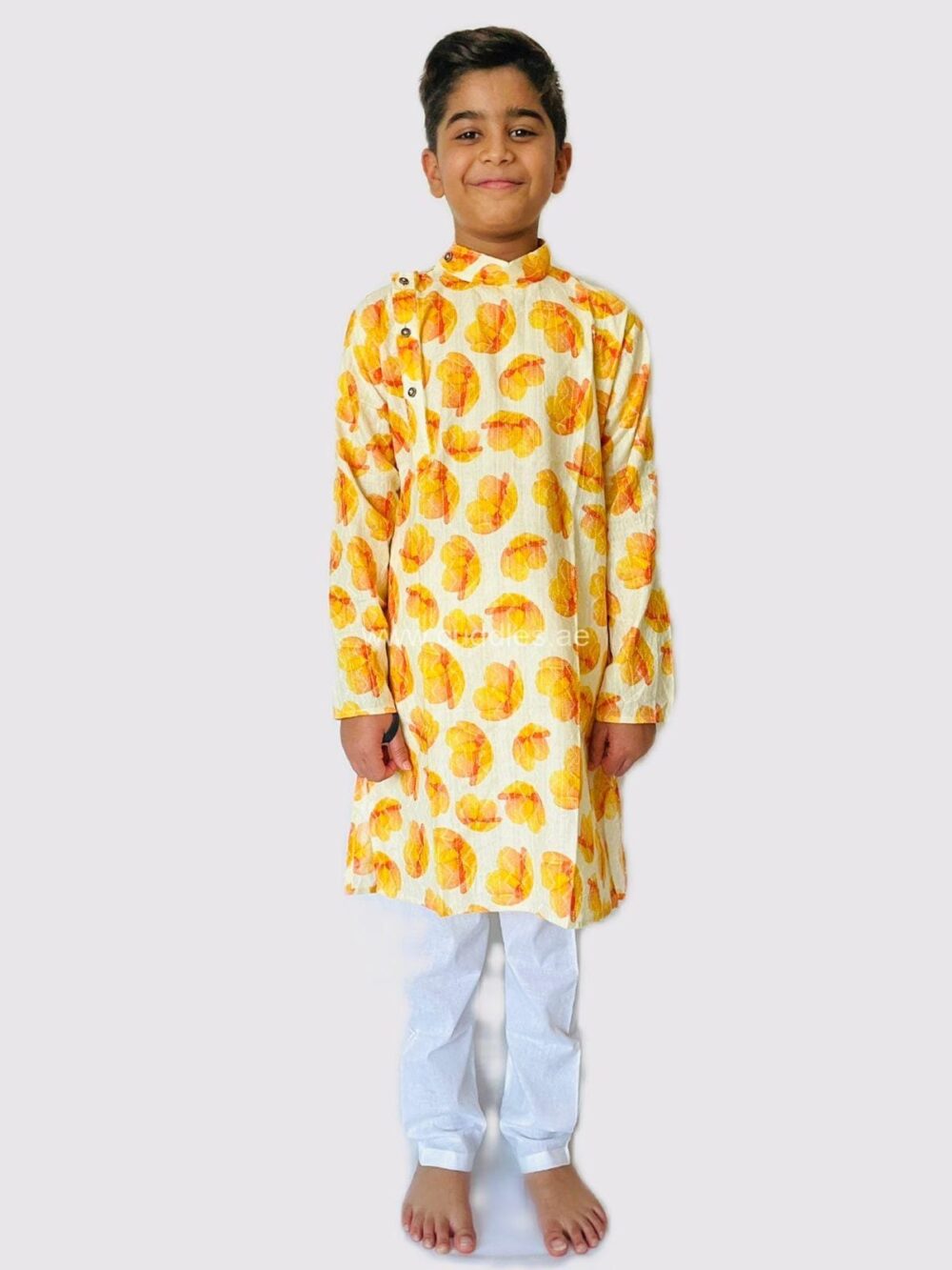 Yellow beige Festive Kurta pajama set - Image 2