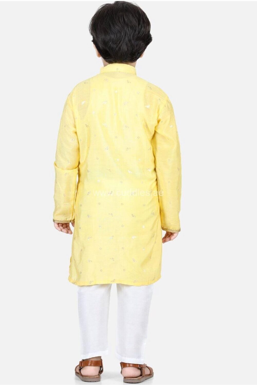 Yellow Motif printed Kurta with pajama - Image 3