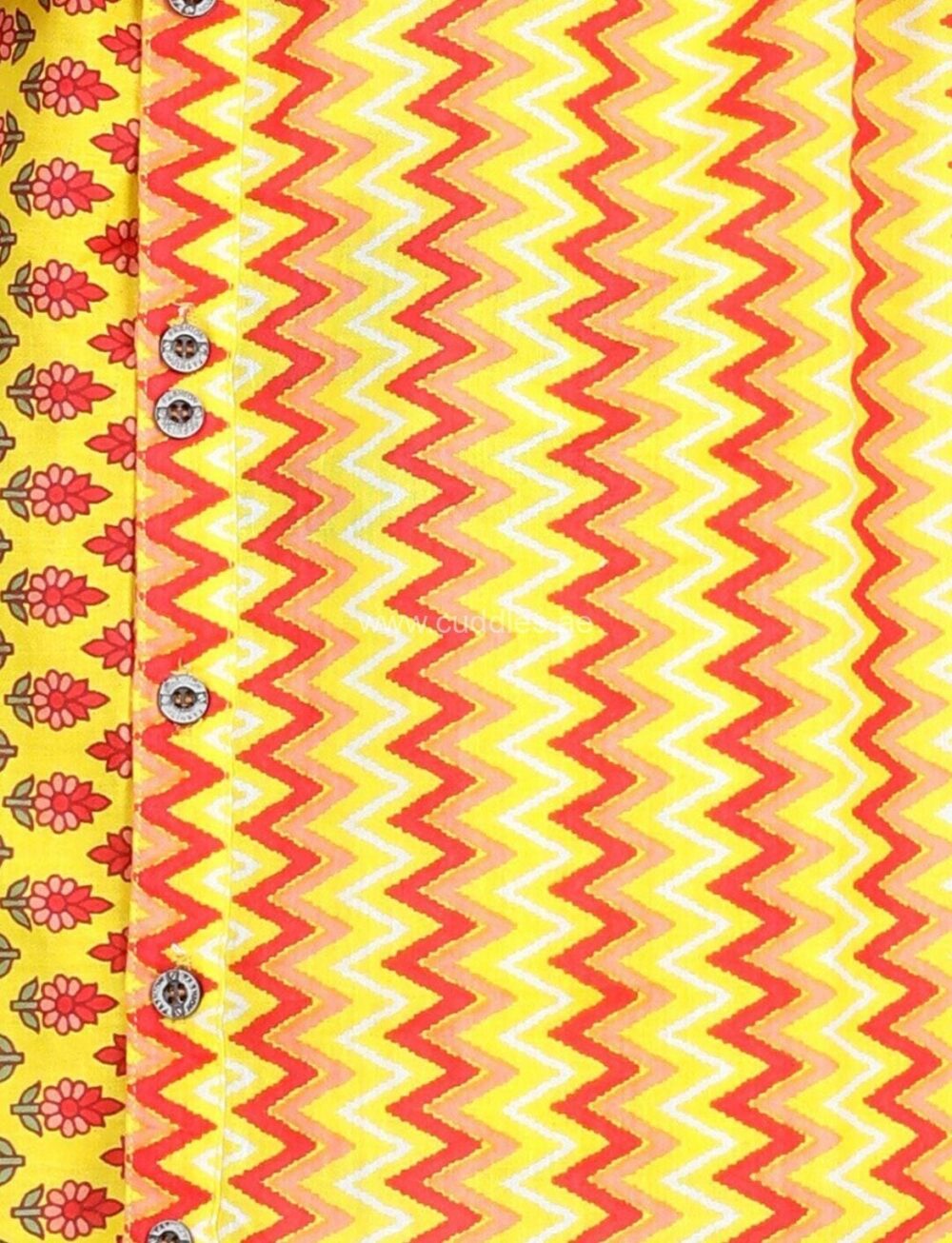 Yellow red zigzag print Kurta pajama set - Image 4