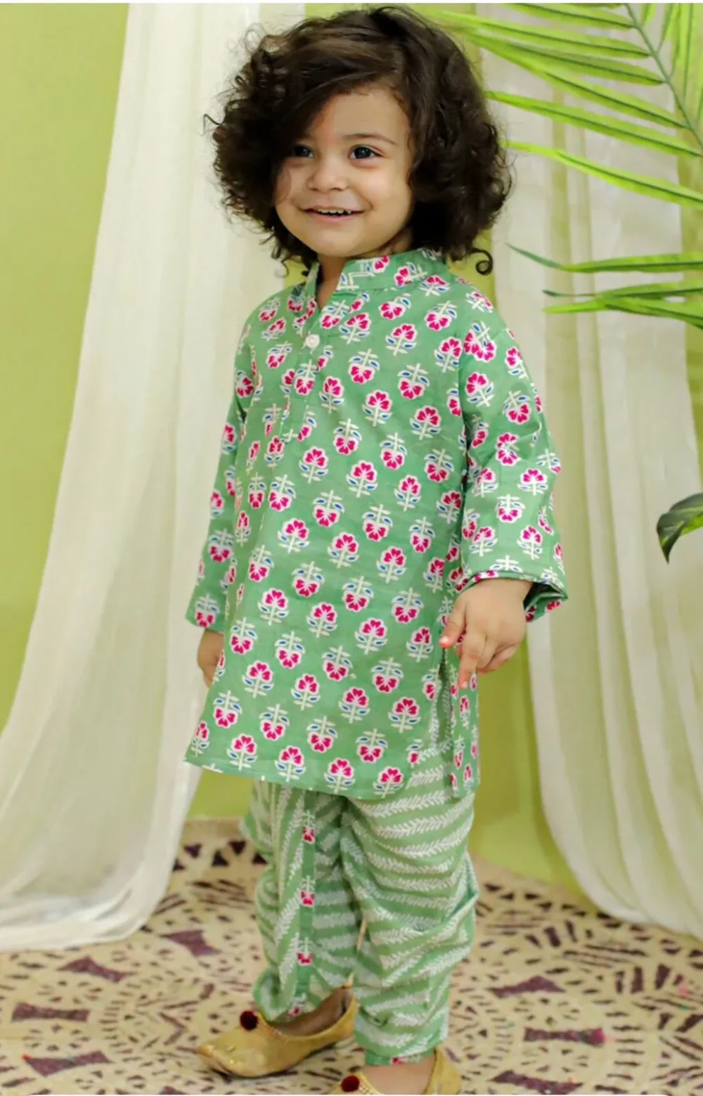 Green printed Dhoti kurta set