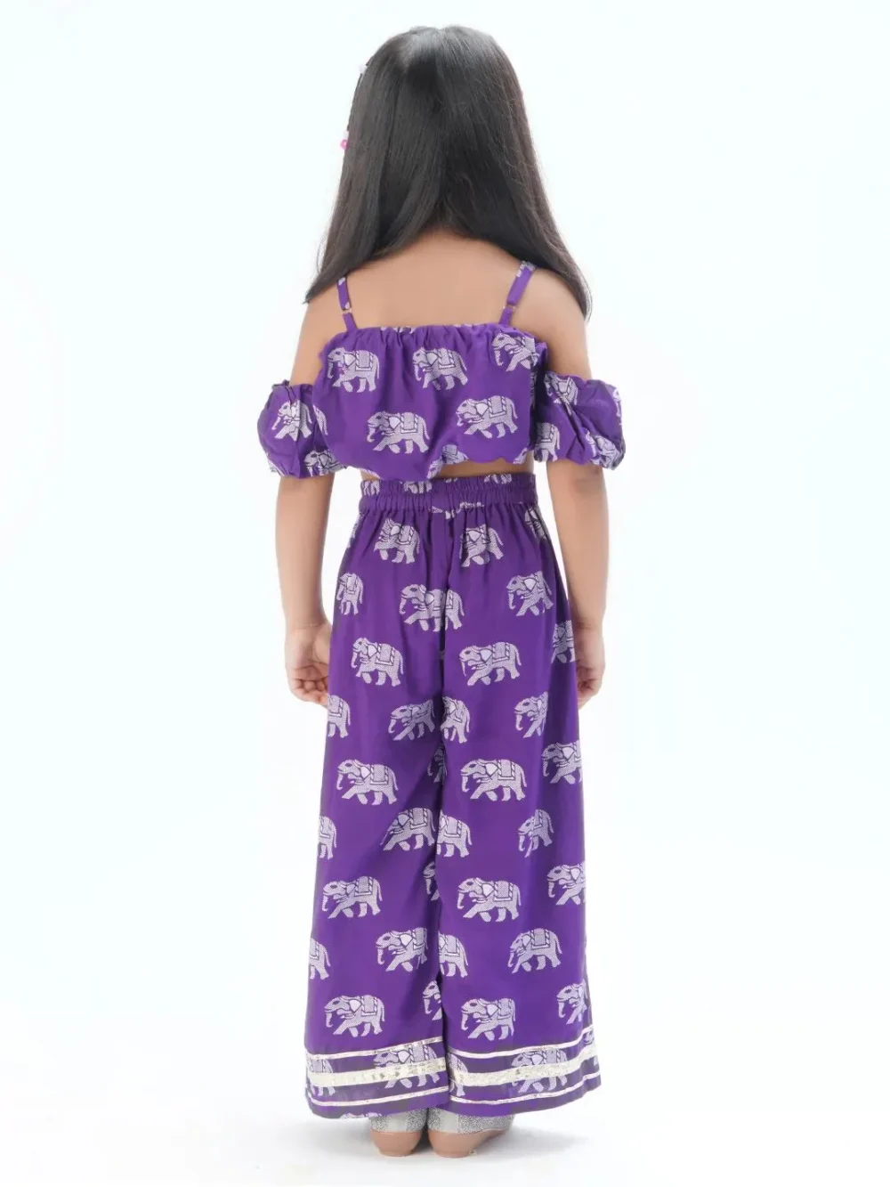 Purple crop top with pants set - Image 2