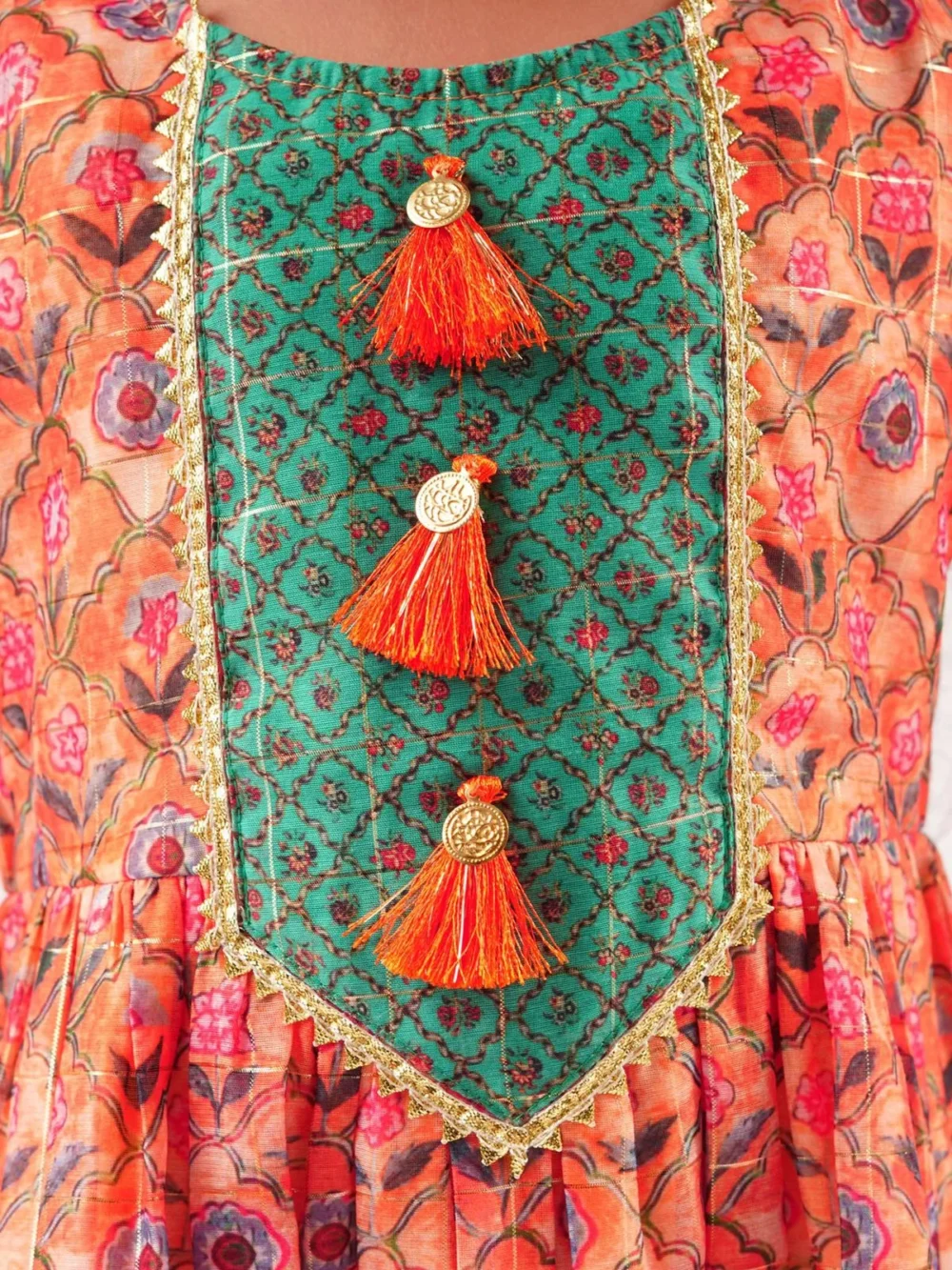 Rashi Orange and green Kurti Sharara set - Image 4