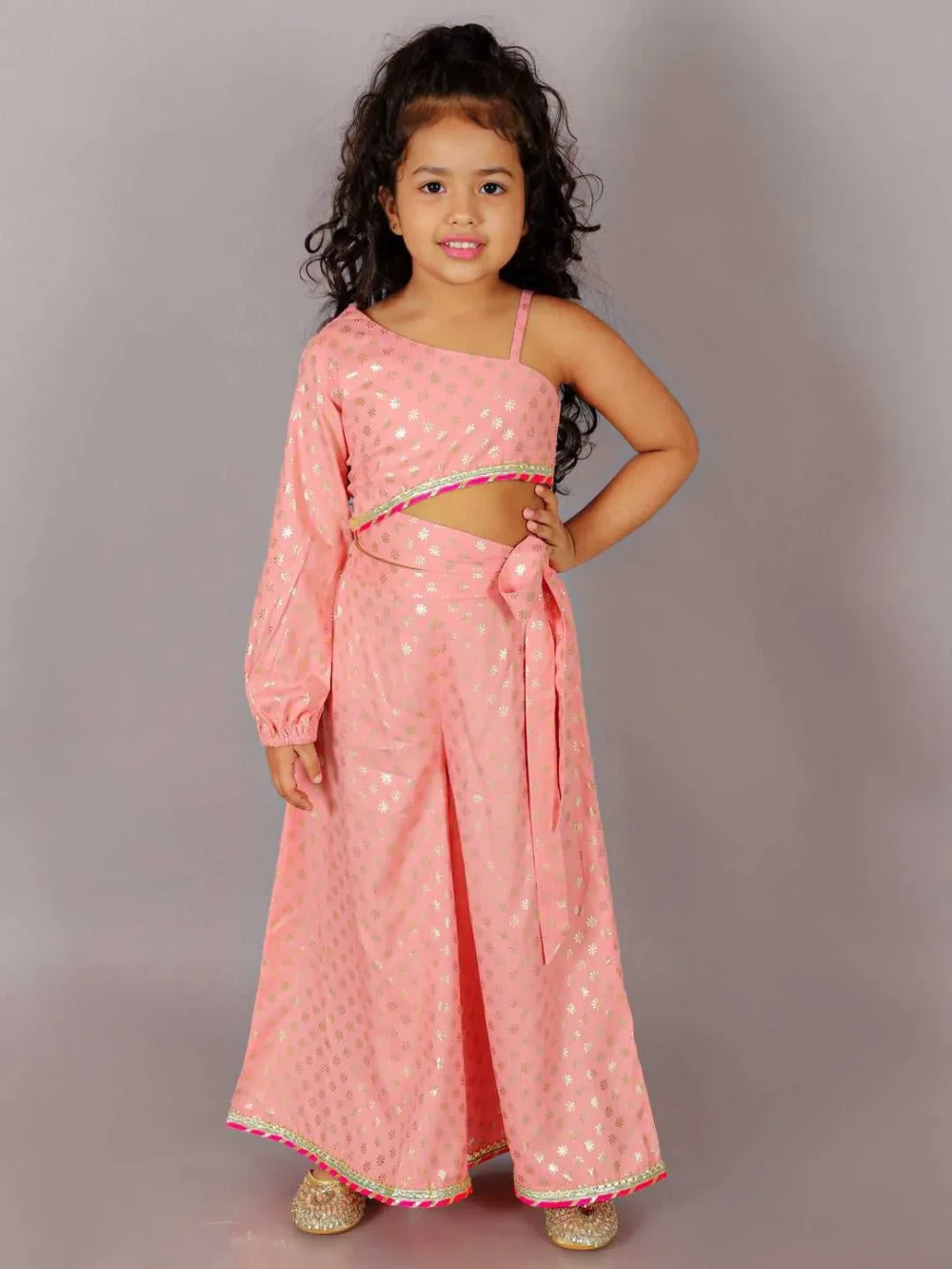 Pari fusion pink crop top and palazzo set