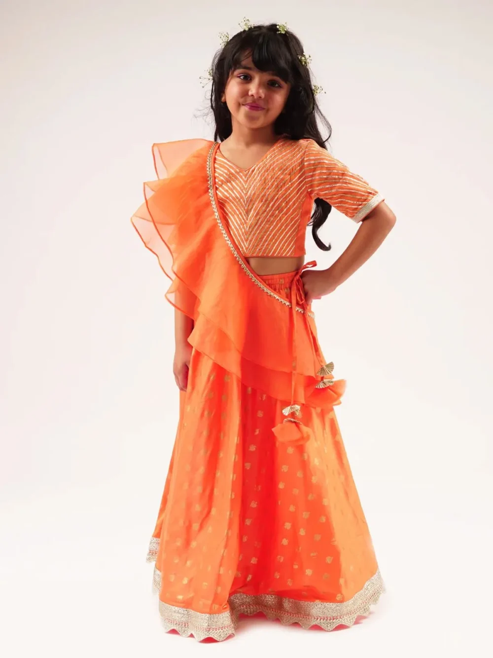 Sara orange Lehenga Choli with Dupatta