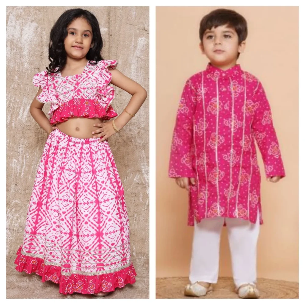 Rani Pink crop top and skirt set - Image 2