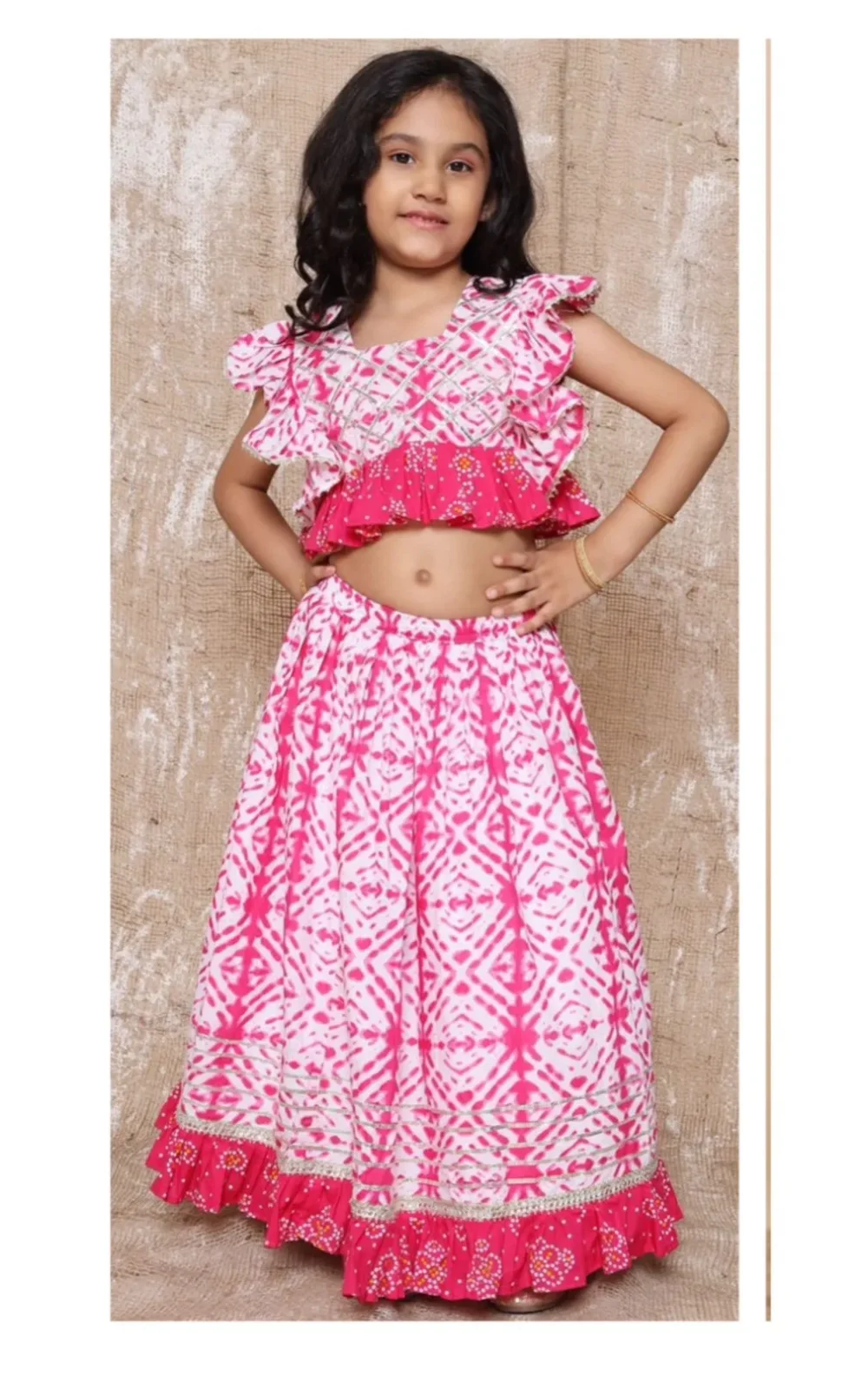 Rani Pink crop top and skirt set