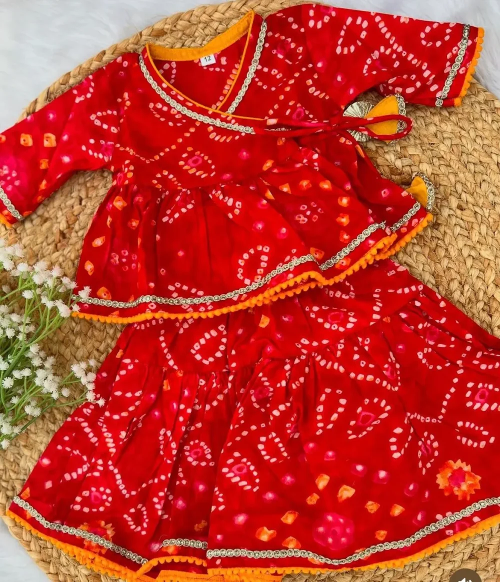 Aadhya Red Angrakha Kurti and skirt set - Image 3