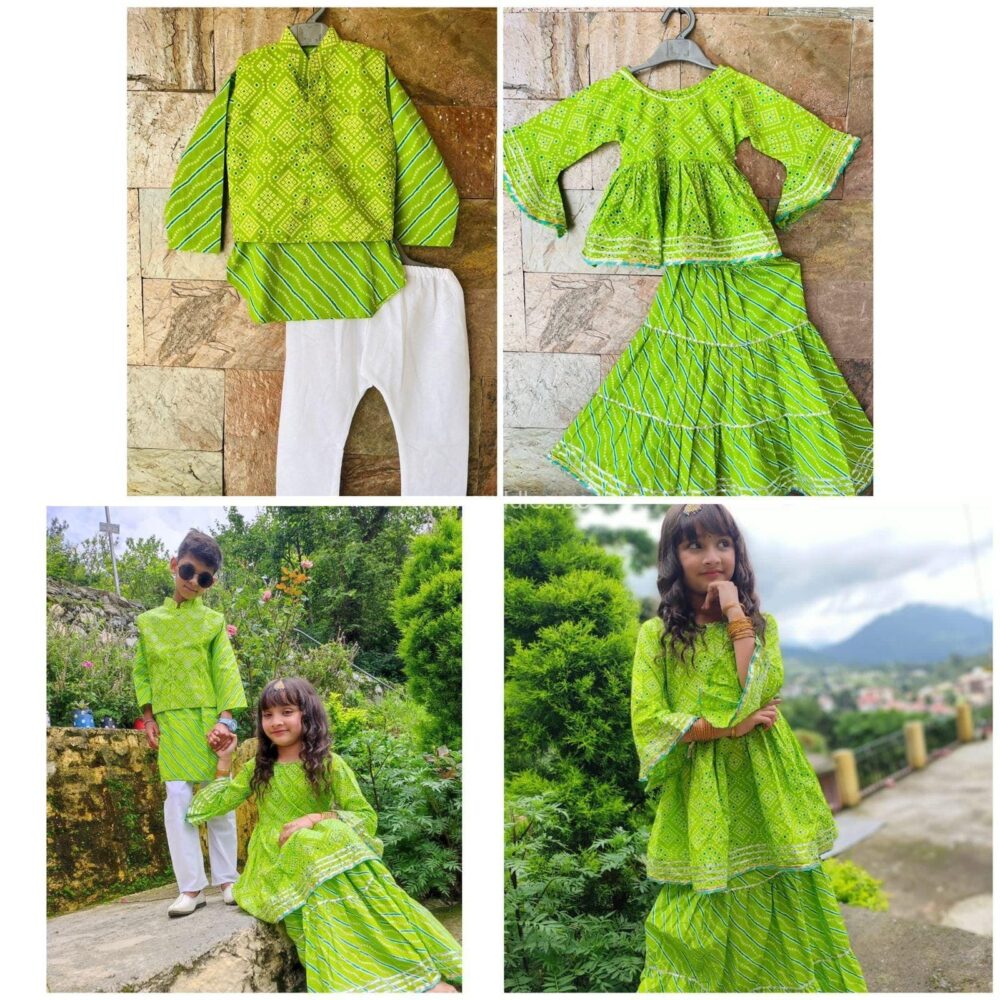 Tarani Citrus green Kurta pajama with Jacket set - Image 2