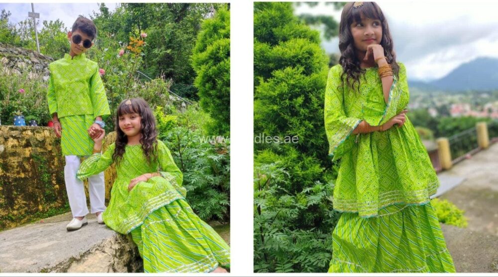 Tarani Citrus green Kurti Skirt with Dupatta - Image 2