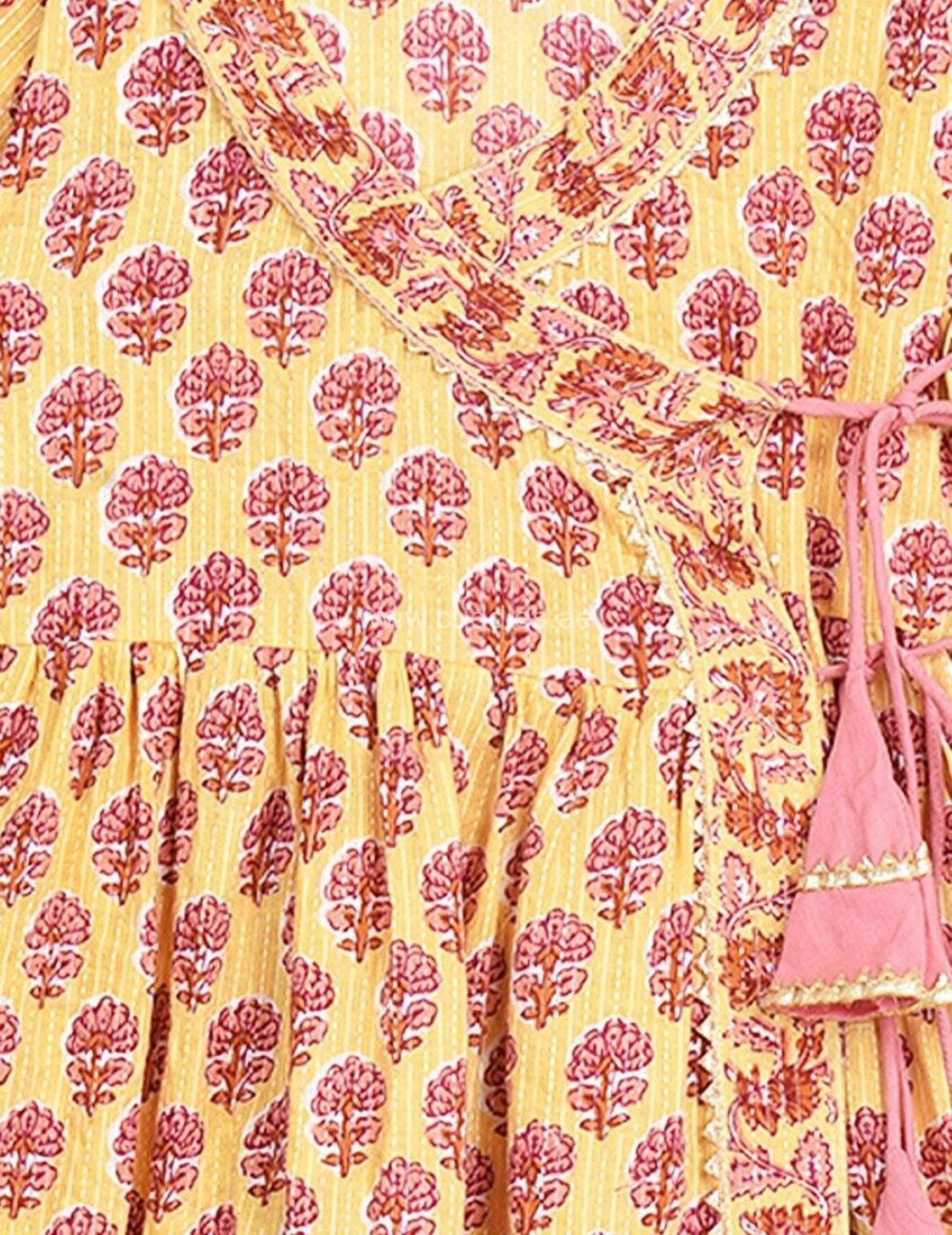 Yellow peach Cotton Kurti palazzo - Image 3