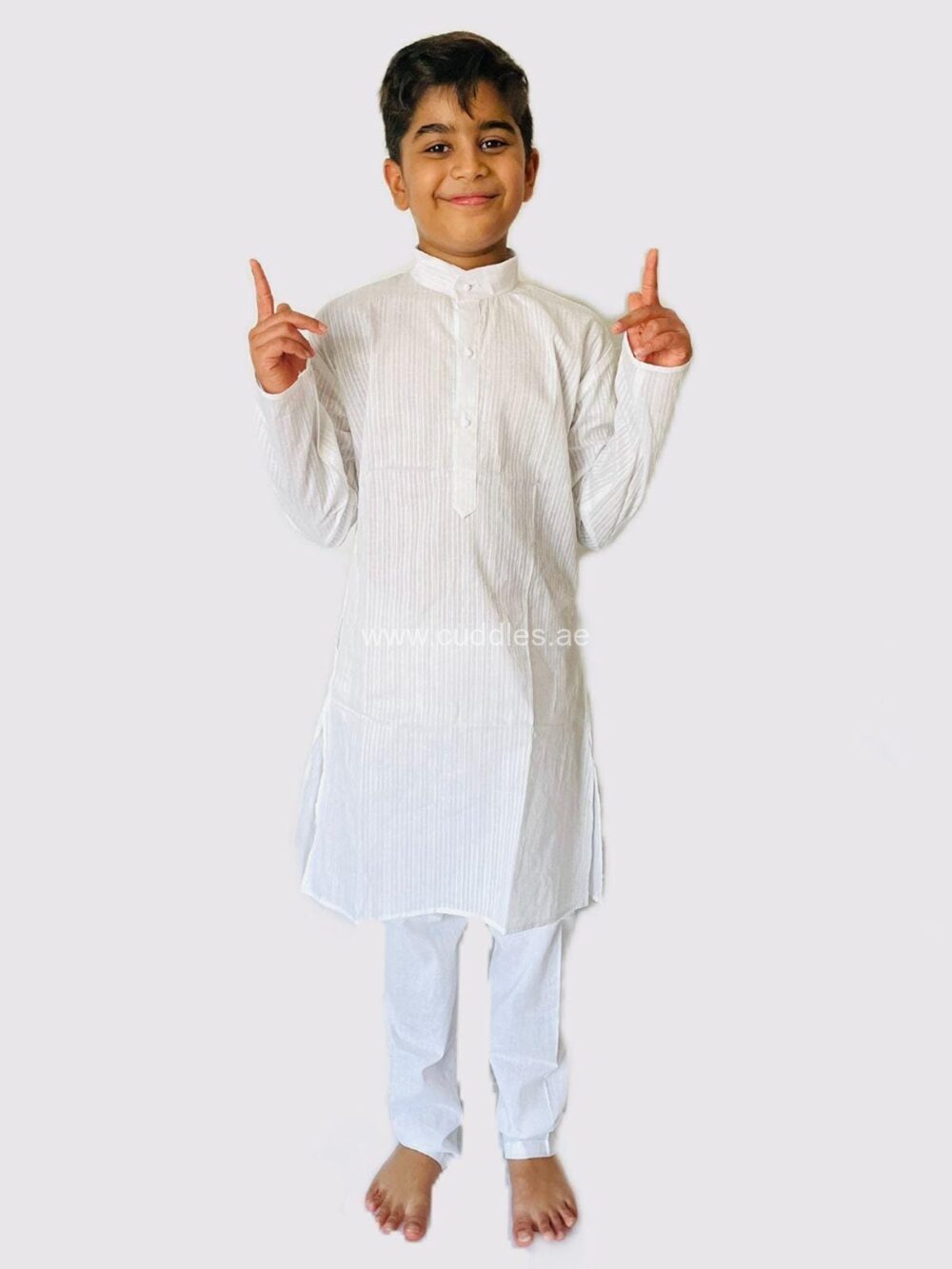 Pure White festive Kurta pajama set - Image 3