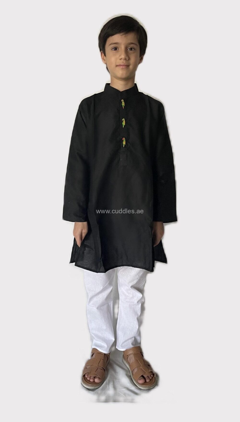 Charcoal Black Cotton Silk Kurta